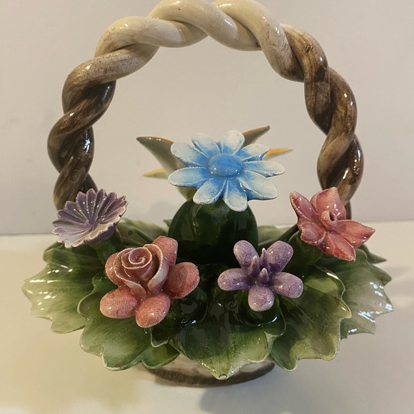 Capodimonte Flower Basket Made In Italy